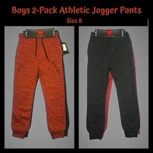 Boys 2-Pack Red & Black Athletic Performance Jogger Pants with Pockets Size 8